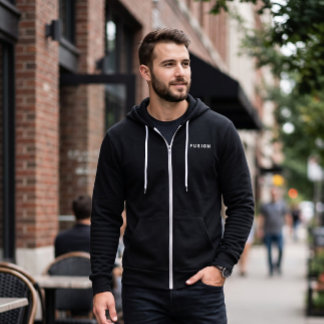 Pull À Capuche FUSION Zip Up Hoodie minimaliste | Moderne Noir
