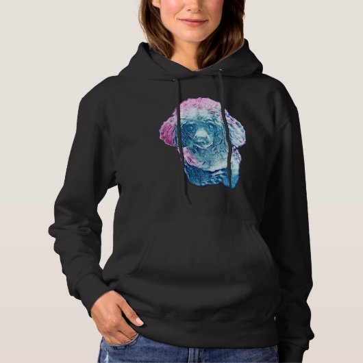 Pull À Capuche Galaxie Bleue Mini Poodle Long (Devant)