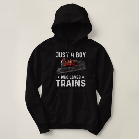 Pull À Capuche Garçons Drôle Juste Un Garçon Qui Aime Trains Ce G (Design devant)