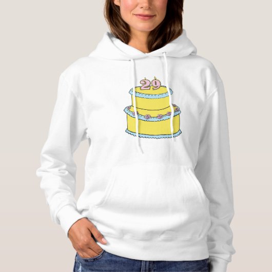 Pull À Capuche Gâteau jaune 29e anniversaire avec roses roses ros (Devant)