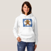 Pull À Capuche Gingerbread Man on Blue White Snowflakes (Devant entier)