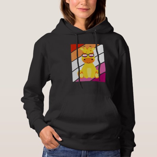 Pull À Capuche Giraffe With Pride Lesbian Flag LGBTQ Proud Ally P (Devant)