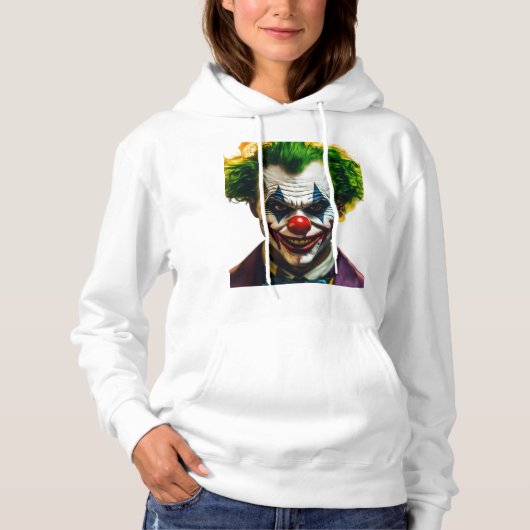 Pull À Capuche "Glitch Pause Clown - Logo Neon Cyber Art" (Devant)