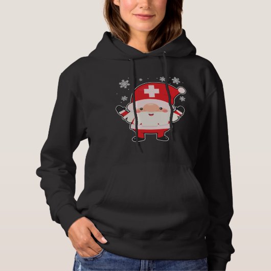 Pull À Capuche Gnome Nurse Père Noël Christmas mignonne RN LPN Nu (Devant)