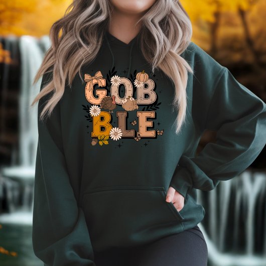 Pull À Capuche Gobble automne vacances Boho Thanksgiving