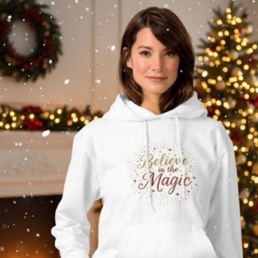 Pull À Capuche Gold Glitter "Believe in the Magic" Christmas Holi