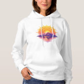 Pull À Capuche Golden Boho Mandala Sun Mountain Sunset Reflection (Devant)