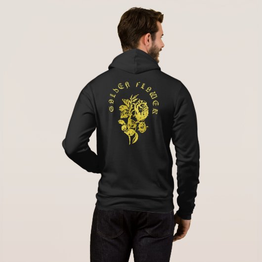 Pull À Capuche Golden Flower – Embroidered-Style Luxury Design (Dos entier)