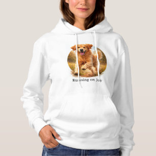 Pull À Capuche Golden Retriever courant sur la joie