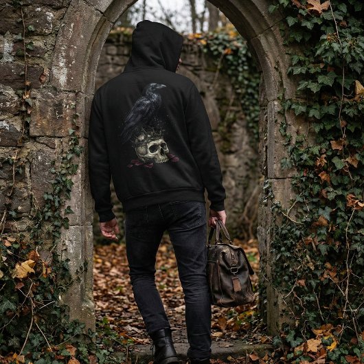Pull À Capuche Gothic Raven Skull & Poison Vial Dark Fantasy