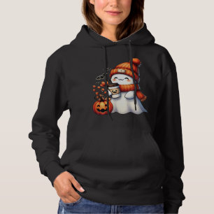 Pull À Capuche Goule mignon buvant du café Halloween Goule Café