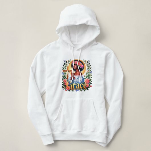 Pull À Capuche Grace Christian Afro Black Woman prie (Design devant)