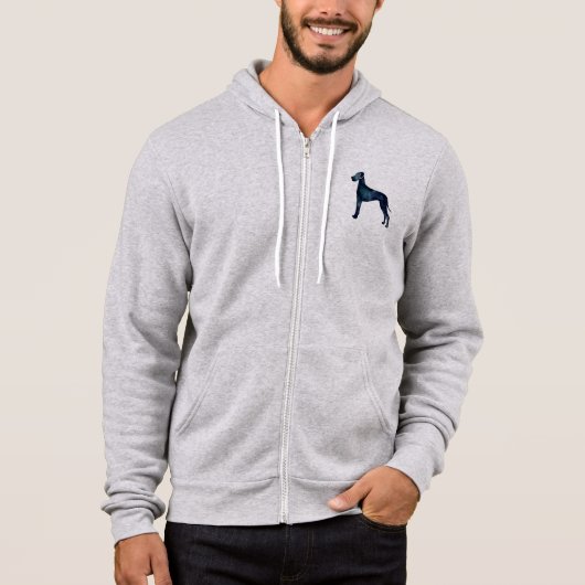 Pull À Capuche Grande Danse Chien noir Aquarelle Silhouette (Devant)