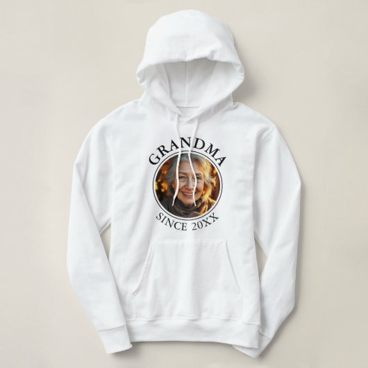 Pull À Capuche Grandma photo et texte noir simple depuis (Design devant)