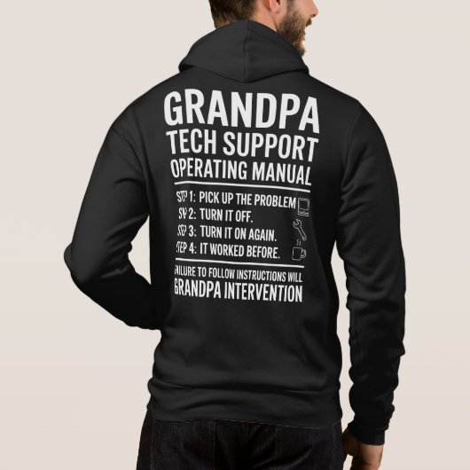 Pull À Capuche Grandpa Tech Support Operating Manual Funny Gift (Dos)