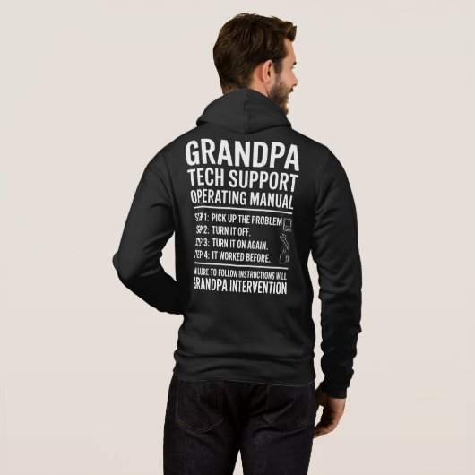Pull À Capuche Grandpa Tech Support Operating Manual Funny Gift (Dos entier)