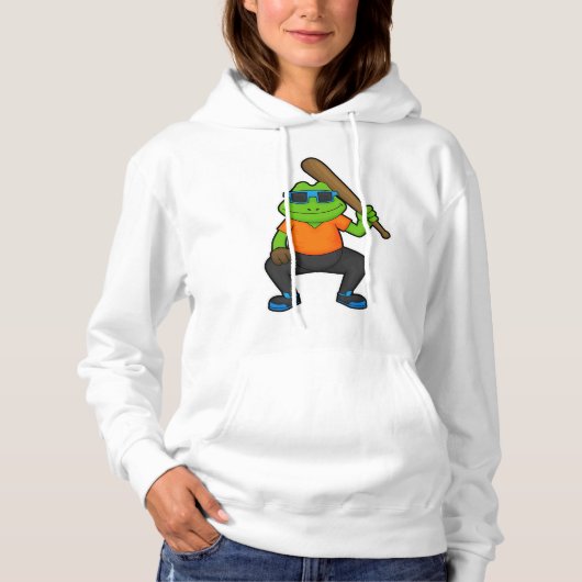 Pull À Capuche Grenouille au baseball avec batte de baseball et l (Devant)