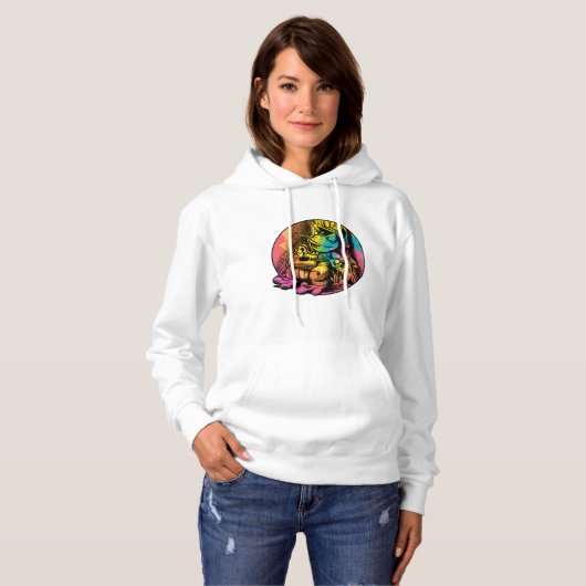 Pull À Capuche Grenouille jouant de la guitare - Style esthétique (Devant entier)