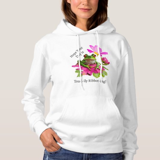 Pull À Capuche Grenouille mignonne ou tourte de crapaud sur fleur (Devant)