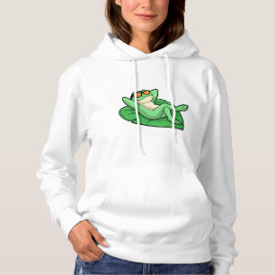 Pull À Capuche Grenouille sur la feuille avec lunettes de soleil