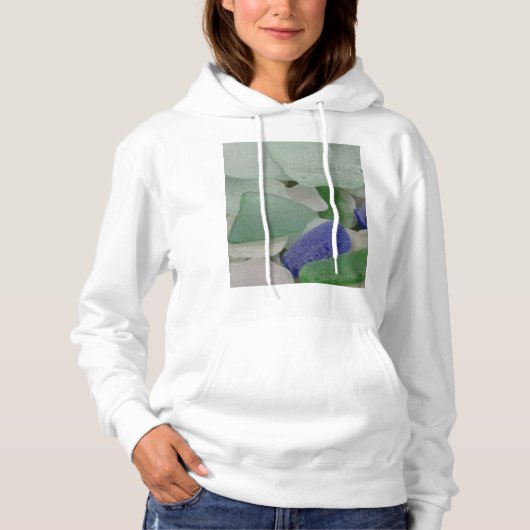 Pull À Capuche Gros plan sur du verre de plage, Alaska (Devant)