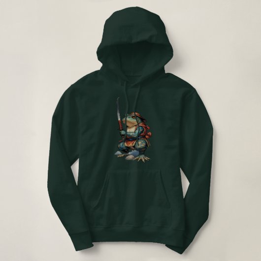 Pull À Capuche Guerrier Grenouille Samouraï avec Katana (Design devant)