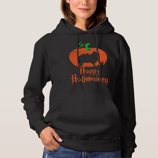 Pull À Capuche Halloween Chien de Poméranie (Devant)