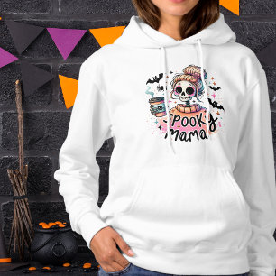 Pull À Capuche Halloween Éffrayant Mama Café Skeleton Chic