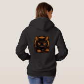 Pull À Capuche Halloween Envoûtant : Chat Noir Parmi les Citrouil (Dos entier)
