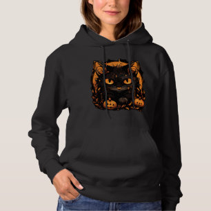 Pull À Capuche Halloween Envoûtant : Chat Noir Parmi les Citrouil