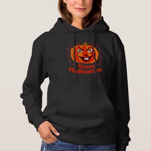 Pull À Capuche 🎃 Halloween heureux - Drôle, Effrayant et Citroui (Devant)