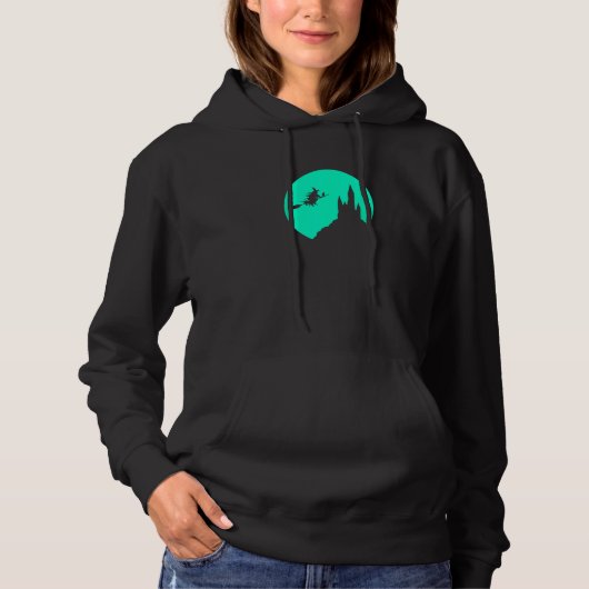 Pull À Capuche Halloween Pleine lune Haunted Château Volant Sorci (Devant)