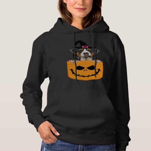 Pull À Capuche Halloween Pocket Greater Swiss Mountain Dog Jack O (Devant)