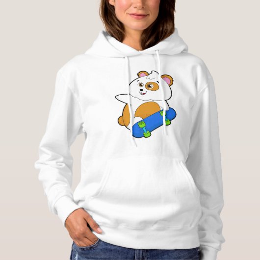 Pull À Capuche Hamster en patinage avec skateboard (Devant)
