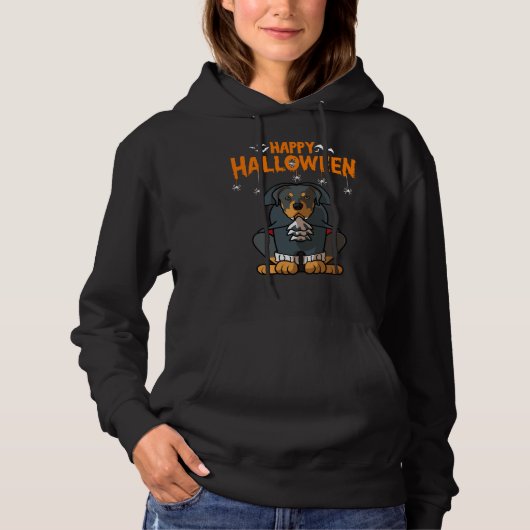 Pull À Capuche Happy Halloween Rottweiler Amoureux des chiens (Devant)