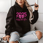Pull À Capuche Happy New Year 2025 Coquette Glitter Pink Bow Cute