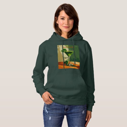 Pull À Capuche Happy St. Patrick's Day Shamrock Martini  (Devant entier)