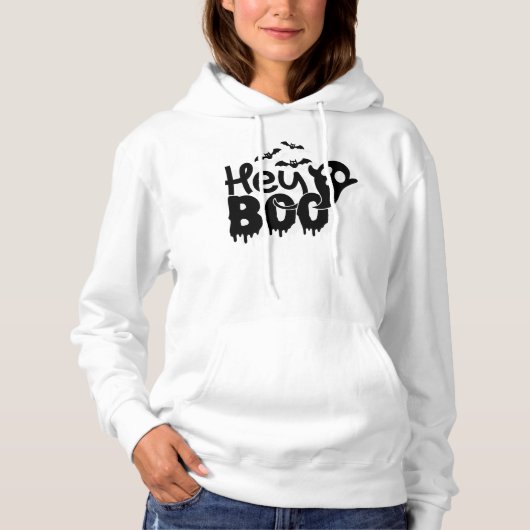 Pull À Capuche Hé Boo Drôle Halloween (Devant)