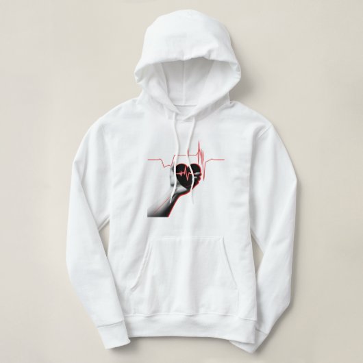 Pull À Capuche Heartbeat Love Design – Hand Holding Heart (Design devant)