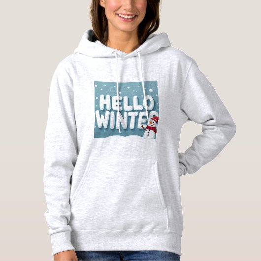 Pull À Capuche Hello Winter Snowman Hoodie (Devant)