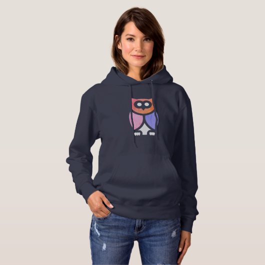 Pull À Capuche Hibou de nuit, Abstrait Rose Violet Beau Pop Art (Devant entier)