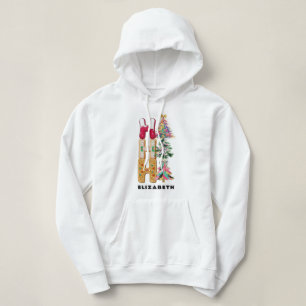 Pull À Capuche Ho Ho Ho Pailleté Coquette Noël Noir & Blanc