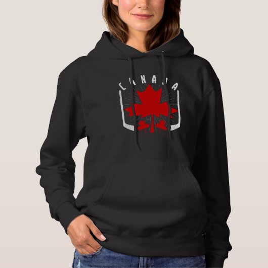 Pull À Capuche Hockey sur glace Fierté canadienne Feuille d'érabl (Devant)