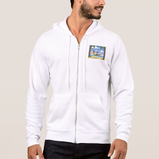 Pull À Capuche Homme drôle se relaxant dans un hamac de plage (Devant)