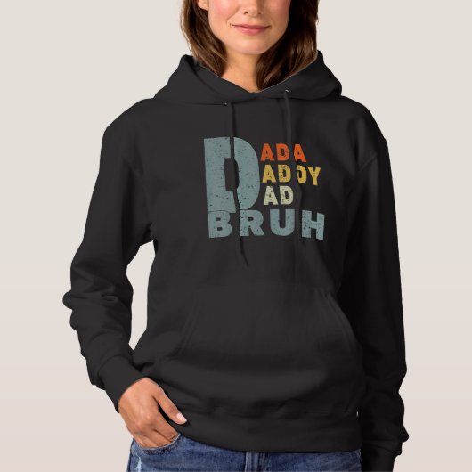 Pull À Capuche Hommes Dada Daddy Papa Papa Bruh Papa Retro Père (Devant)