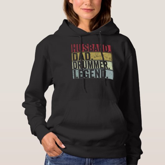 Pull À Capuche Hommes Retro Mari Papa Drummer Légende Pour Père (Devant)