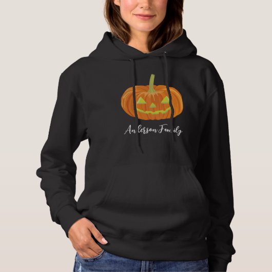 Pull À Capuche Horreur Halloween Citrouille Nom de famille (Devant)