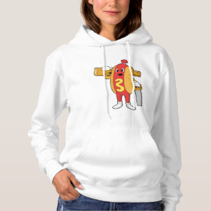 Pull À Capuche Hotdog as Carpenter with Saw & Wood