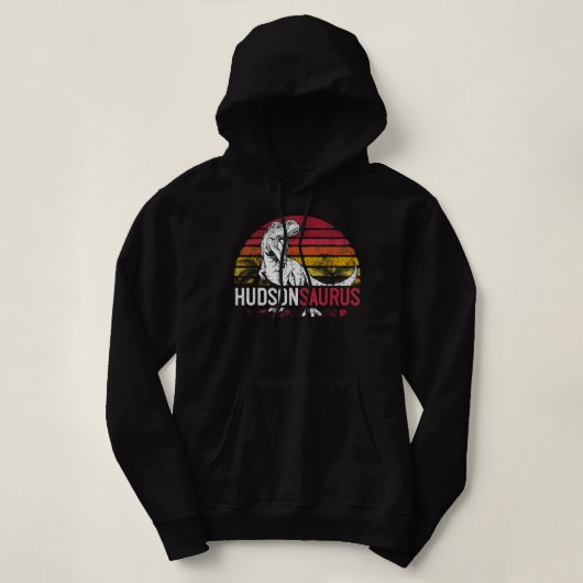 Pull À Capuche Hudson Saurus Personnalisé T Rex Nom Noël Gi (Design devant)