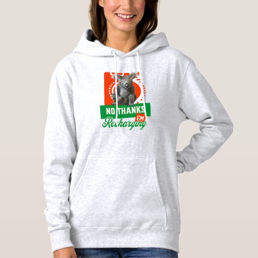 Pull À Capuche Humeur d'introverti de koala rechargeant drôle (Devant)